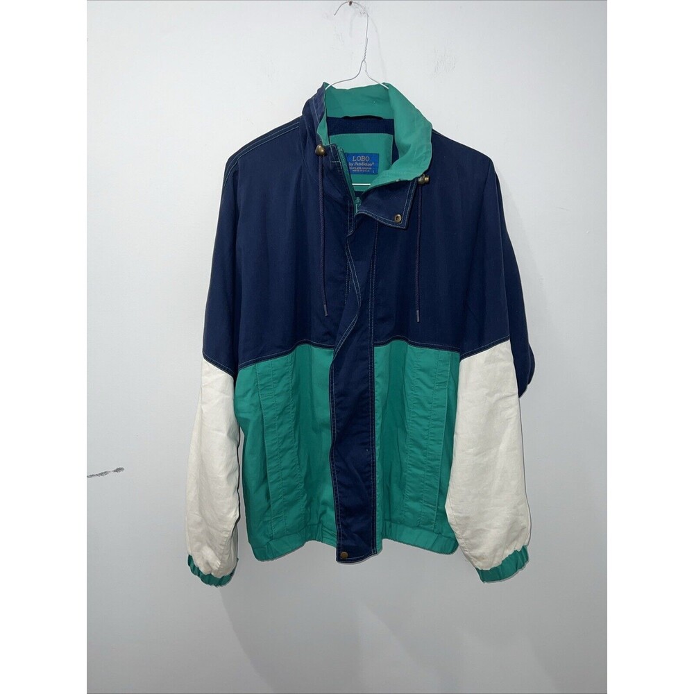 Mens Pendleton Lobo Bomber Windbreaker Jacket Large Color Block Blue Green